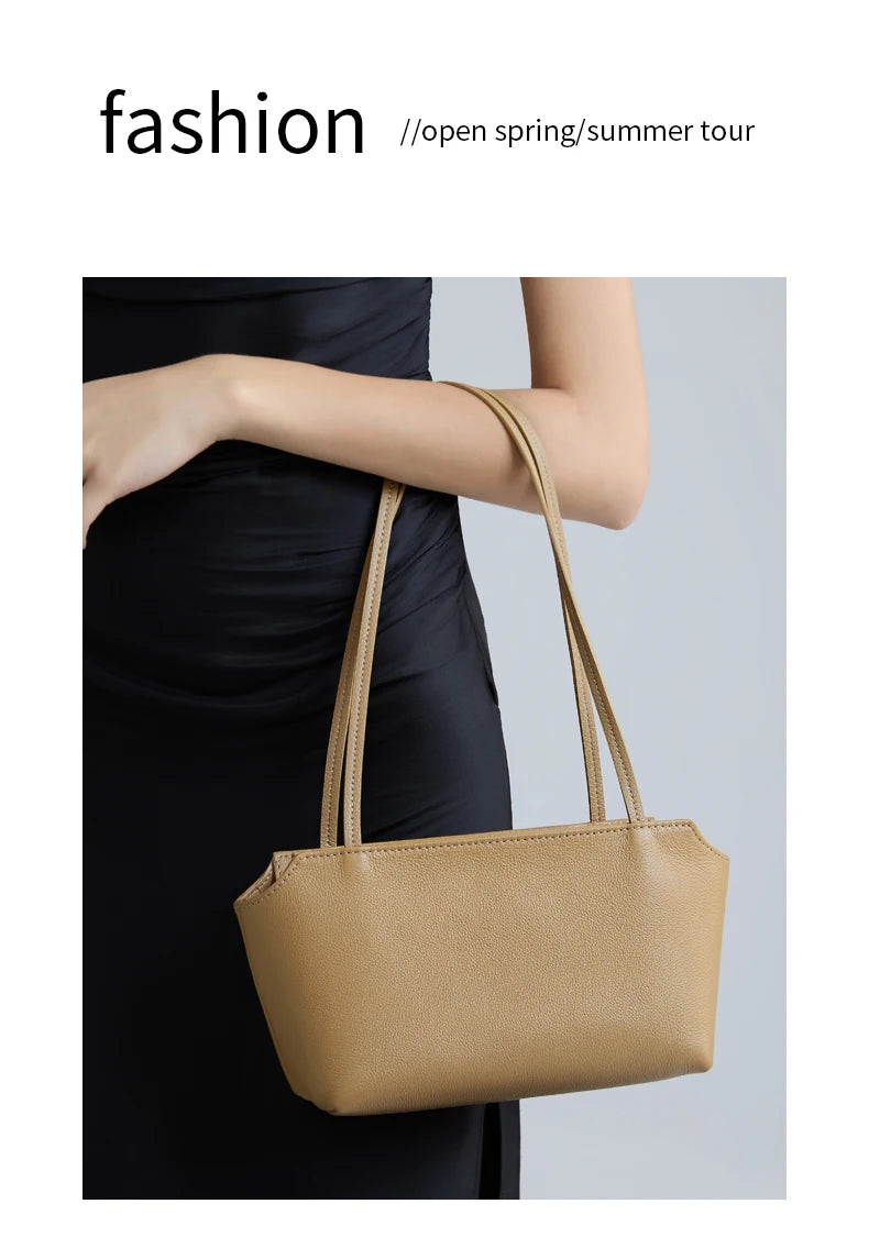 Genuine Cowhide Leather Mini Shoulder Tote Bag