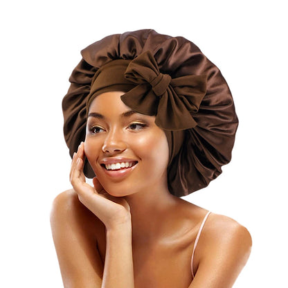 Satin Solid Sleeping Hat with Stretchy Tie Band