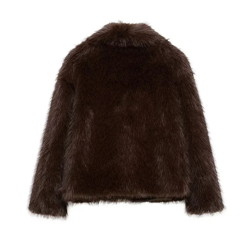 Faux Fur Fluffy Coat for Women Warm Winter Outerwear