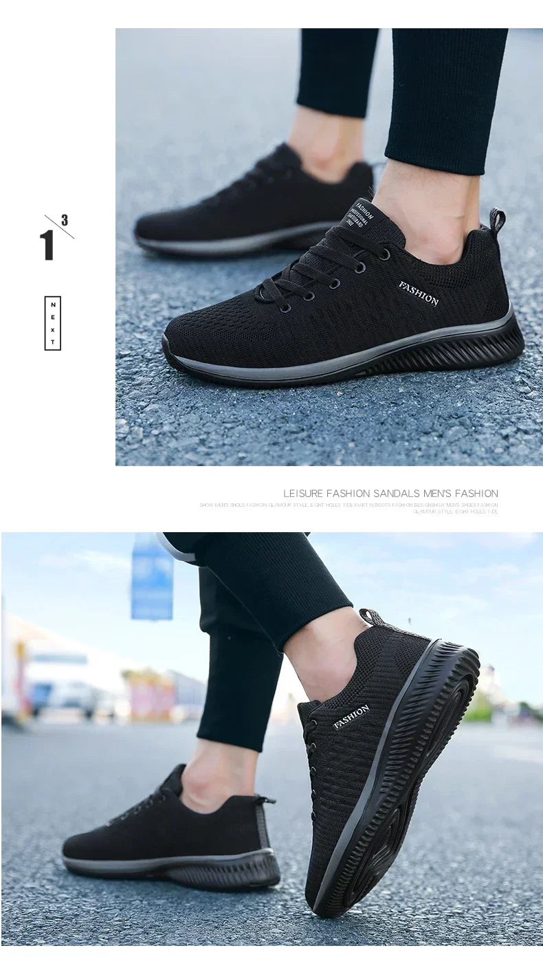 Men's Breathable Knit Running Sneakers Outdoor Gym Shoes