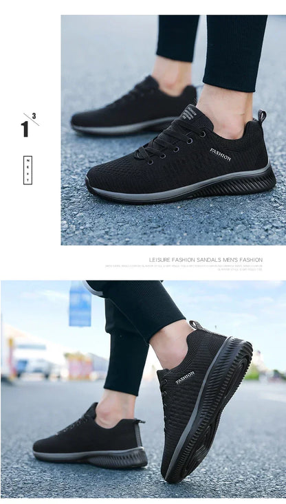 Men's Breathable Knit Running Sneakers Outdoor Gym Shoes