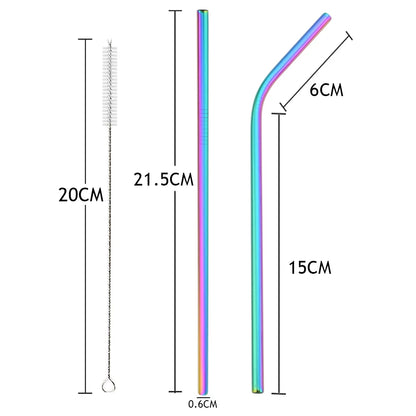 Colorful Metal Drinking Straws Set Stainless Steel