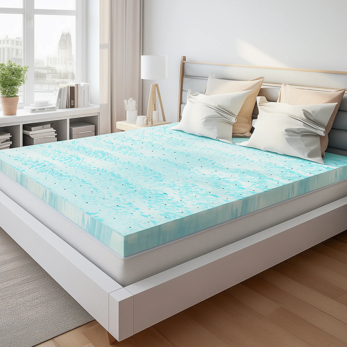 JHK Queen Size Memory Foam Mattress Topper Cooling Gel