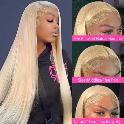 Transparent 613 Blonde Straight Lace Front Wig 13x4 13x6