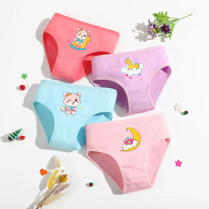 Cotton Cartoon Unicorn Print Girls Panties Set
