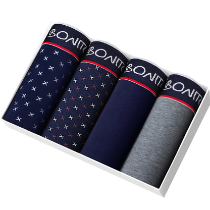 4pcs Cotton Boxer Shorts for Men Soft Underwear Set