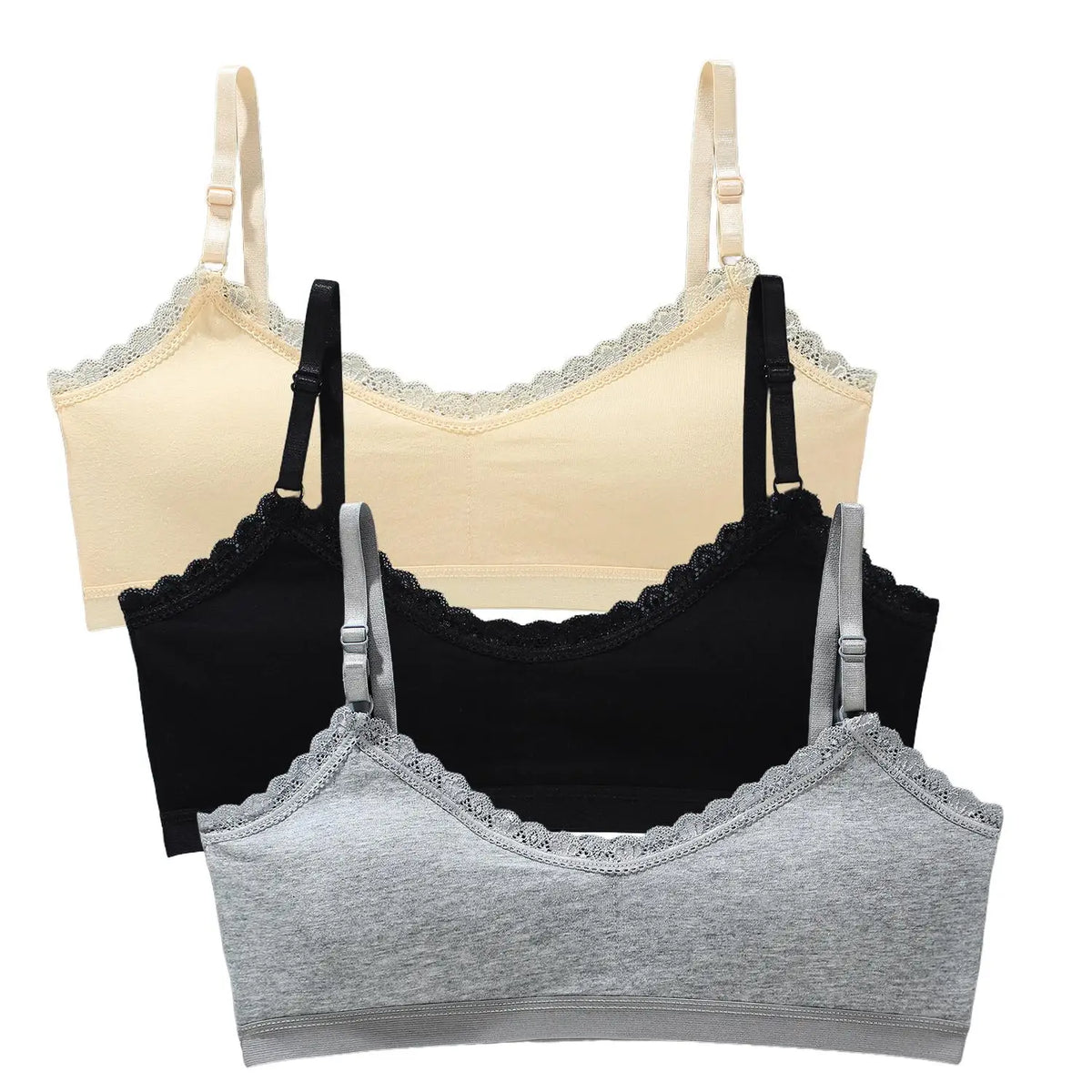 Girls Lace Training Bras Set Cotton Padded Daily Wear
