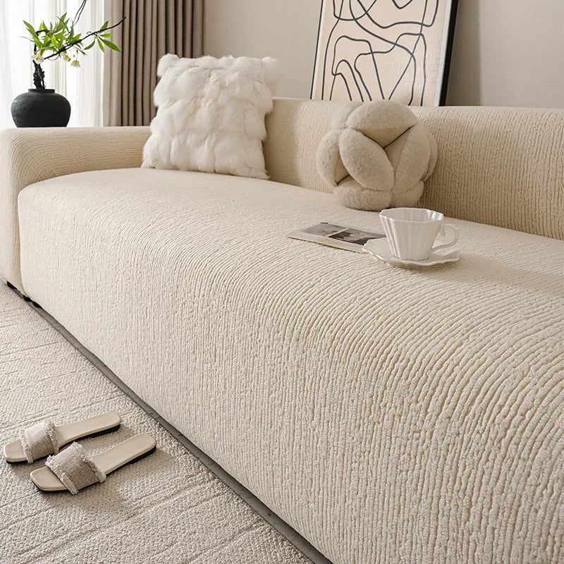 Jacquard Sofa Cover Thick Elastic for L-Shaped Sofa