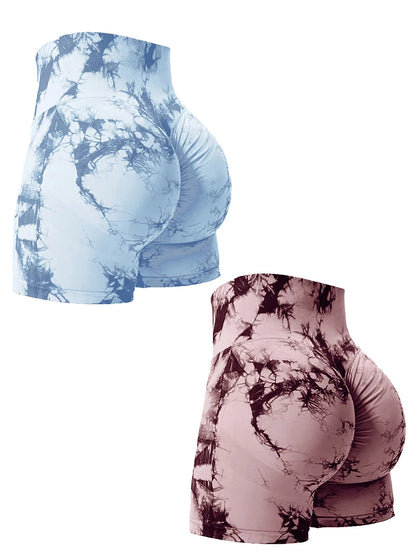 Tie Dye High Waist Gym Shorts for Women