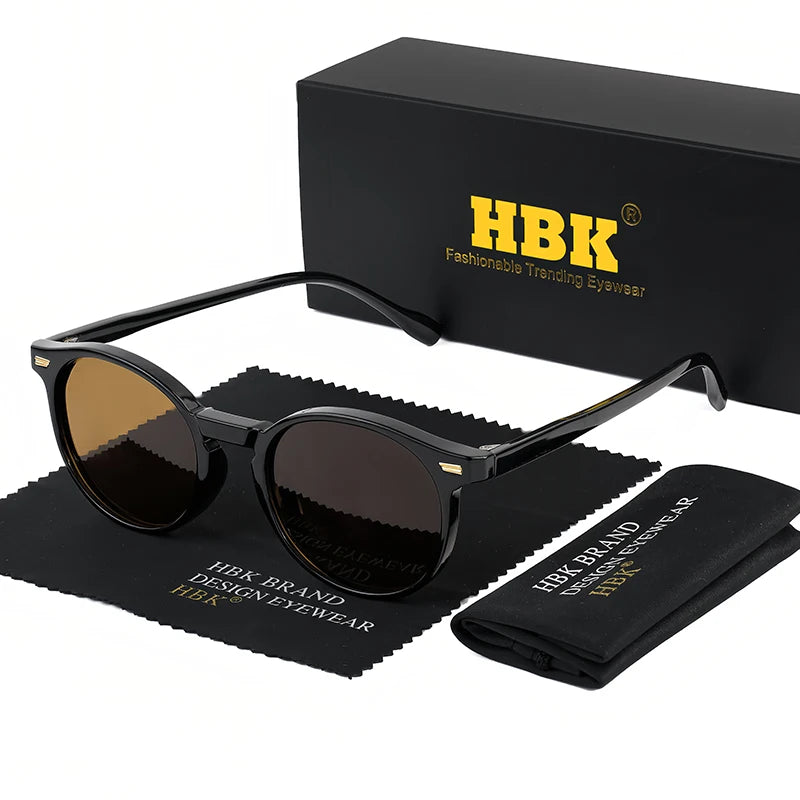 HBK Fashion Sunglasses Men Round TR90 Frame UV400