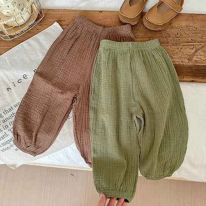 Summer Thin Solid Color Anti Mosquito Pants for Kids