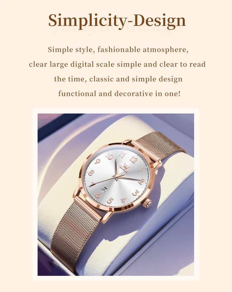 OLEVS 5653 Women's Rose Gold Quartz Watch