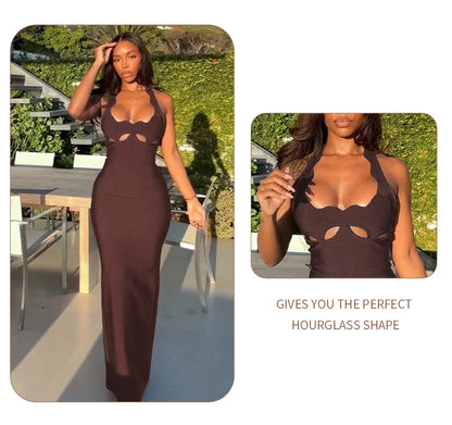 Elegant Black Halter Bodycon Dress for Women