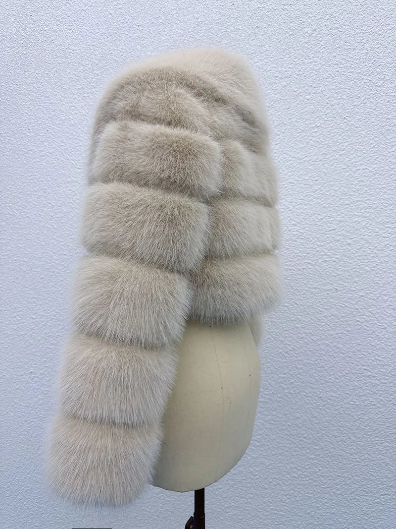 Cropped Faux Fur Coat for Women in Black
