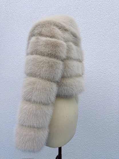Cropped Faux Fur Coat for Women in Black