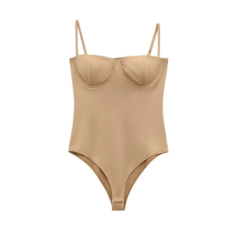Underwire Spaghetti Strap Bodysuit for Women Casual Slim Fit