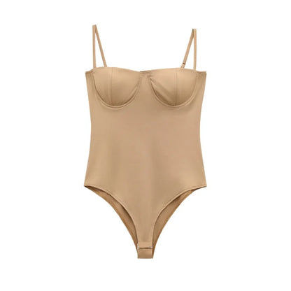 Underwire Spaghetti Strap Bodysuit for Women Casual Slim Fit