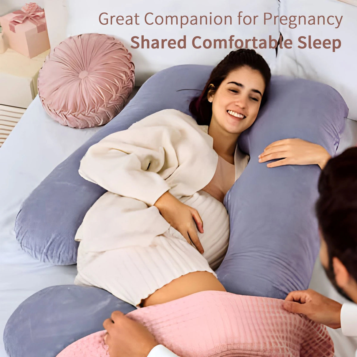 G Shaped Full Body Maternity Pillow with Removable Cover