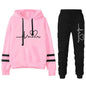 Womens Casual Stripe Hoodie and Sweatpants Set