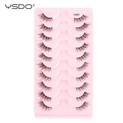 YSDO 5/10 Pairs Natural Soft Black Half Lashes