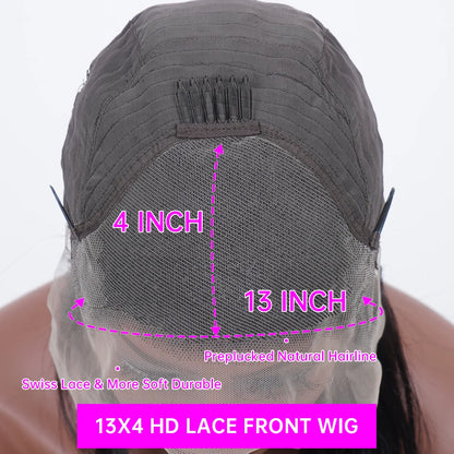 Deep Wave Frontal Wig 30 Inch Chocolate Brown Human Hair