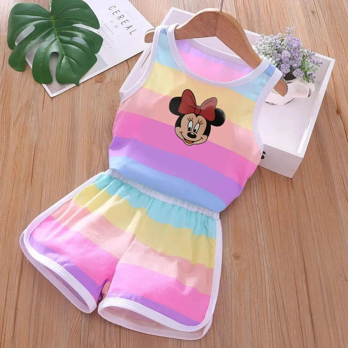 Cartoon Printed Vest and Shorts Set for Kids