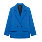 Willshela Women Vintage Double Breasted Blazer with Pockets