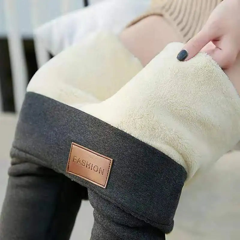 Women High Waist Thermal Fleece Leggings Casual Pants