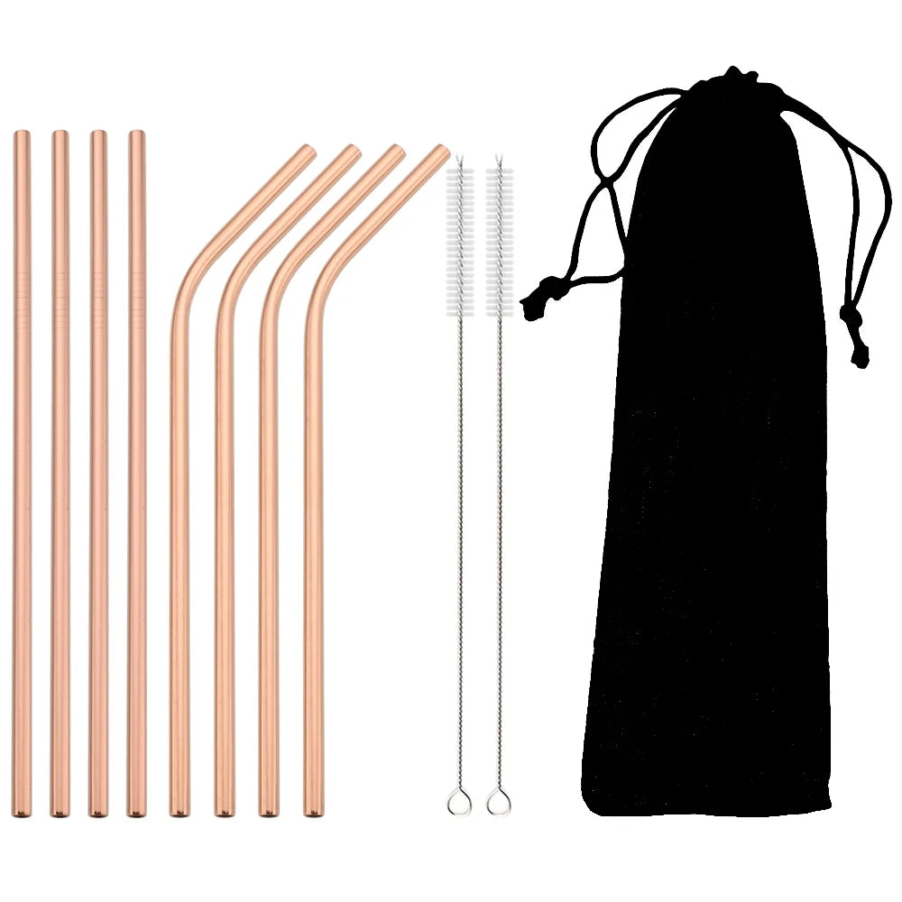 Colorful Metal Drinking Straws Set Stainless Steel