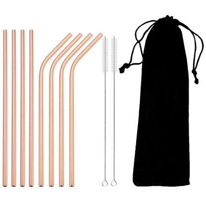 Colorful Metal Drinking Straws Set Stainless Steel