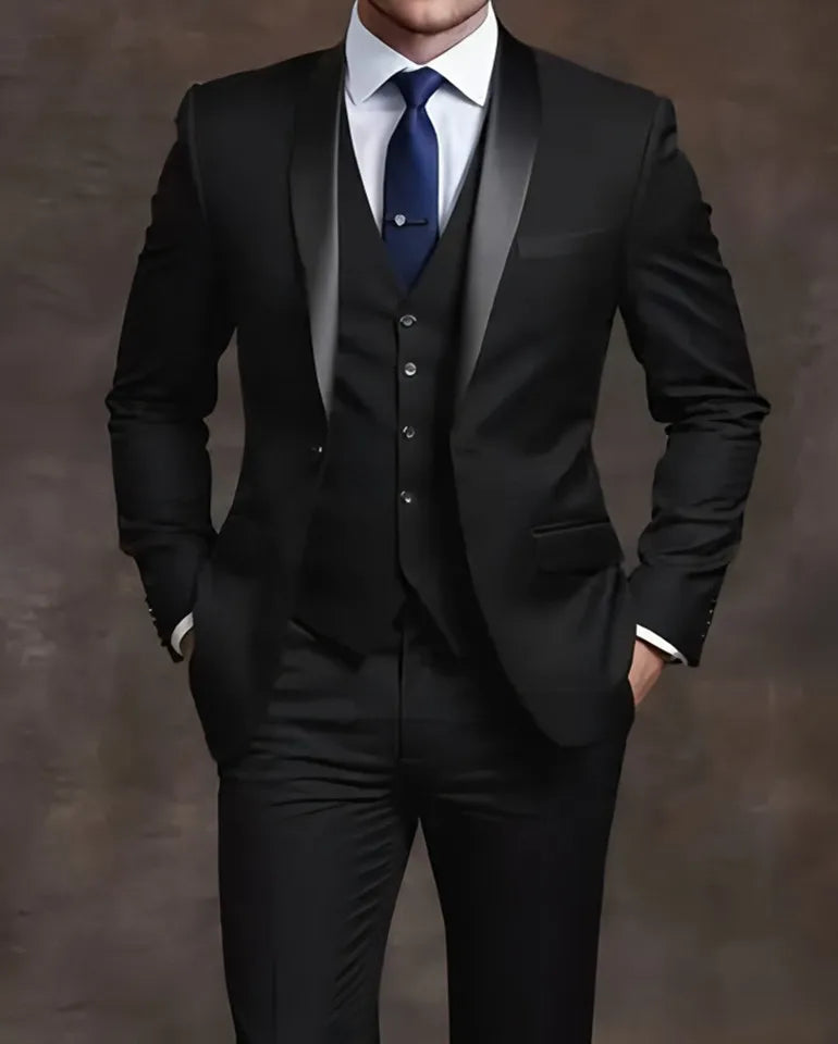 Slim Fit Black Tuxedo Suit Set for Men