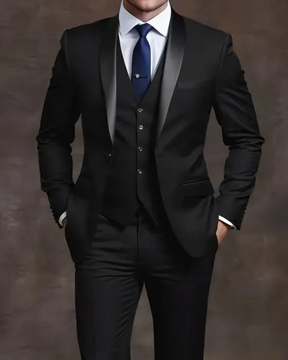 Slim Fit Black Tuxedo Suit Set for Men