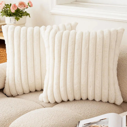 Faux Rabbit Fur Square Cushion Cover 40x40 45x45 Solid Color
