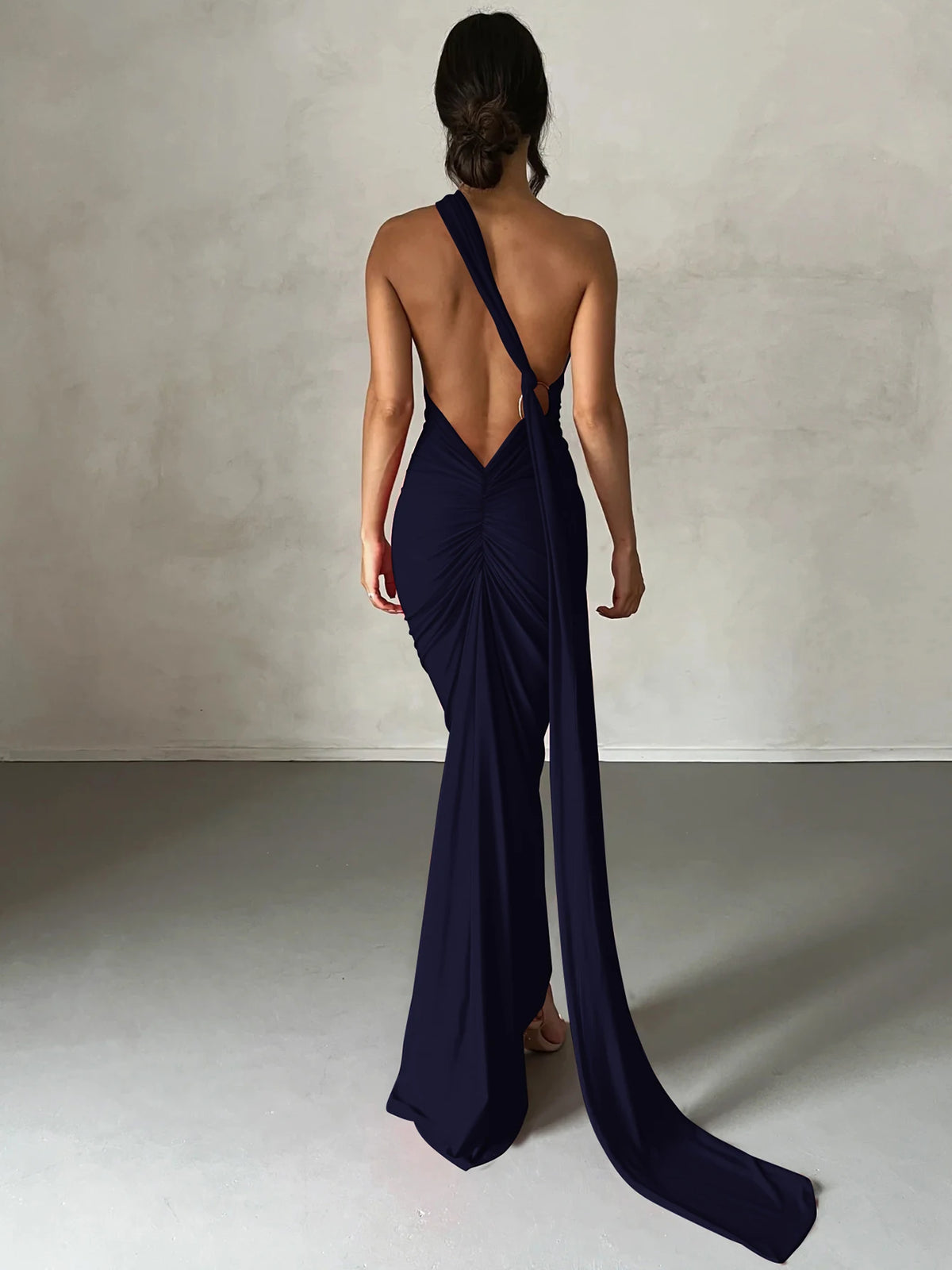 Hugcitar One Shoulder Backless Maxi Dress Women