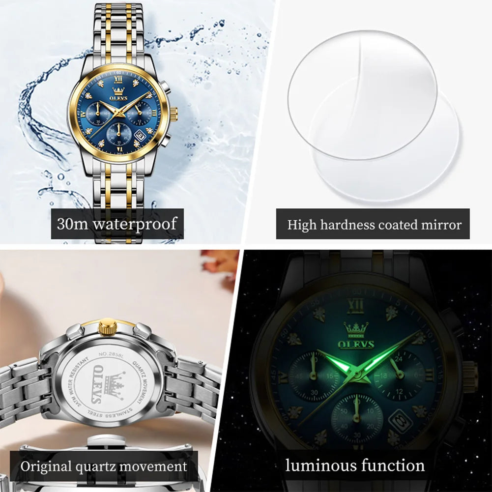 OLEVS 2858 Luxury Quartz Women Watch with Diamonds