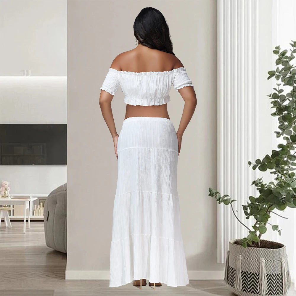 Maternity Photography Dress Set 2Pc Ruffles Tube Top Skirt