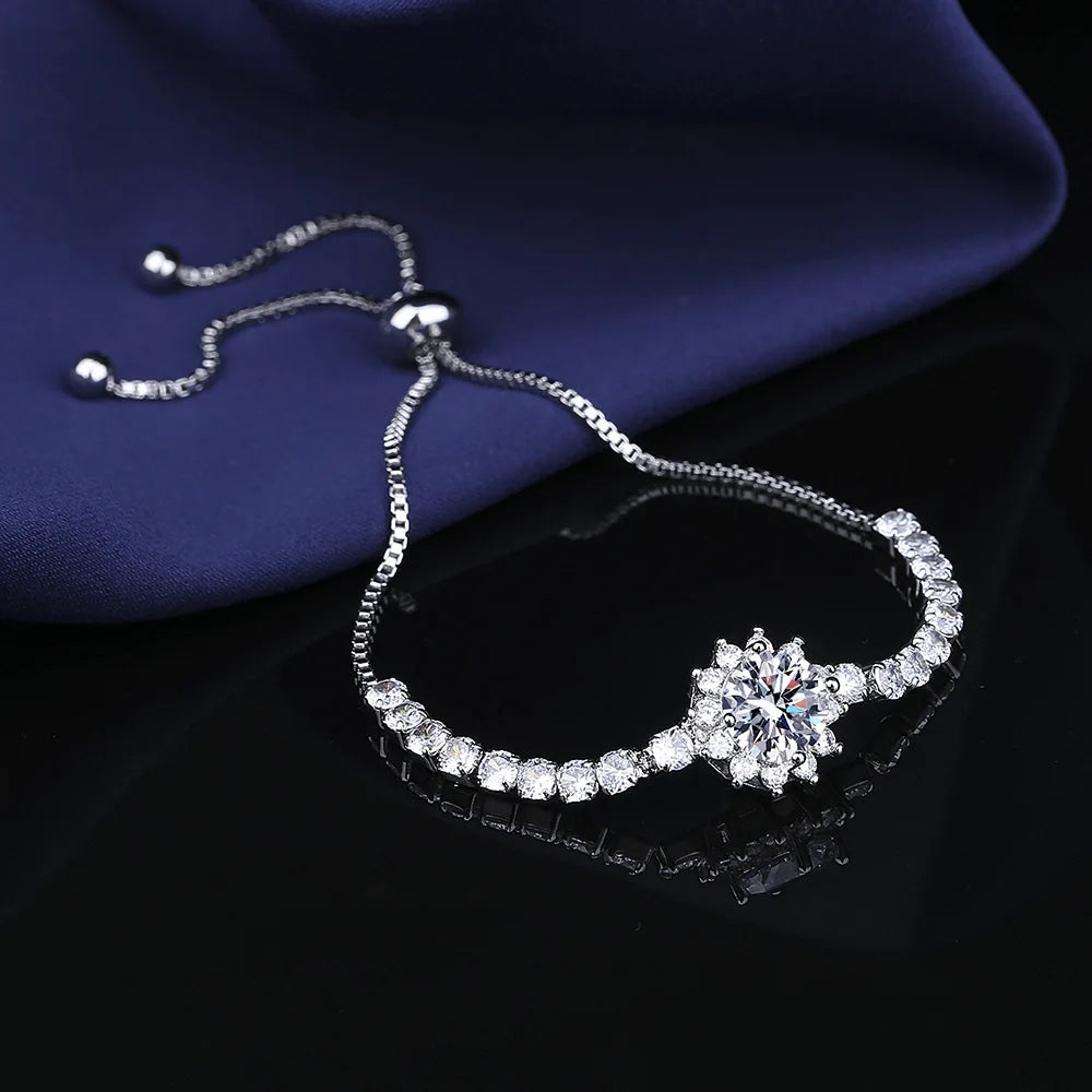 Moissanite Sunflower Bracelet in 925 Sterling Silver