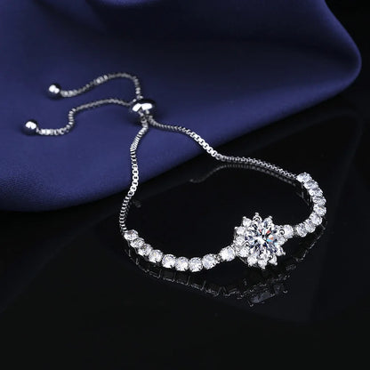 Moissanite Sunflower Bracelet in 925 Sterling Silver