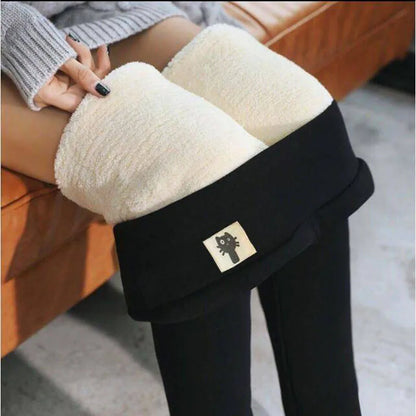 Women High Waist Thermal Fleece Leggings Casual Pants