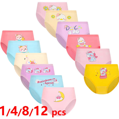 Cotton Cartoon Unicorn Print Girls Panties Set