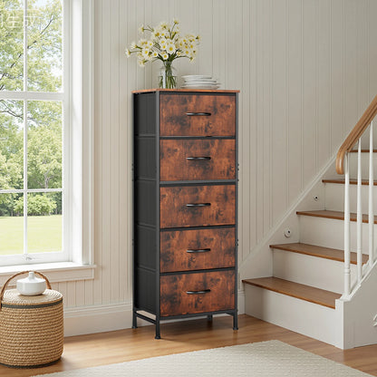 JHK 48 Inch Modern Dresser with 5 Fabric Drawers