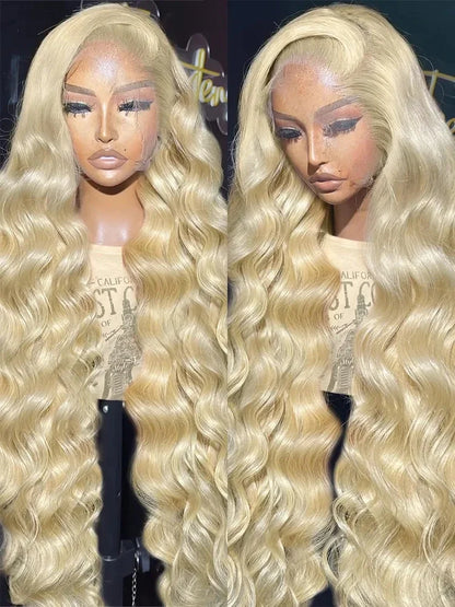 613 Honey Blonde Body Wave Human Hair Wig 360 Lace Frontal