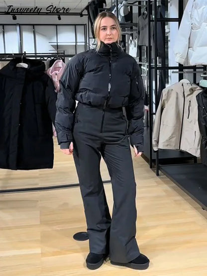 Women's Windproof Thermal Turtleneck Ski Jumpsuit