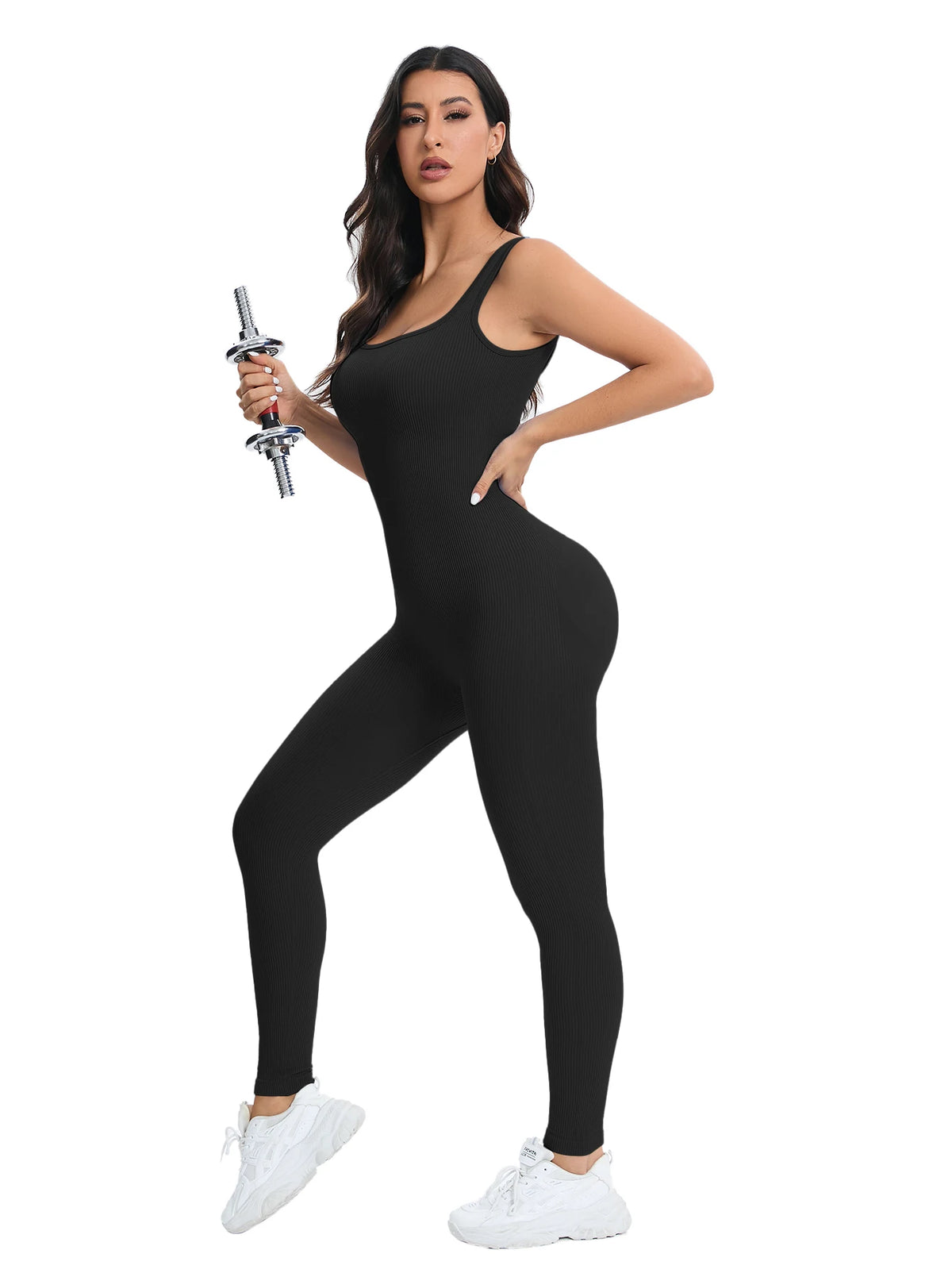 Ribbed Shapewear Jumpsuit with Built-In Bra