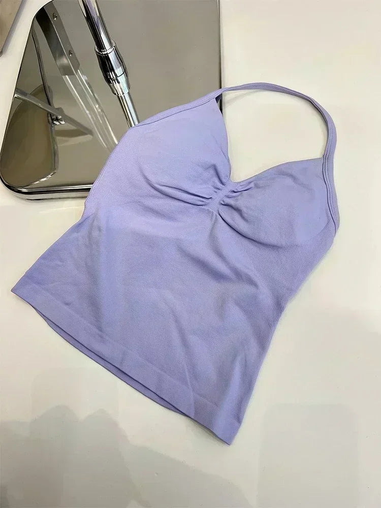 Seamless Lace-Up Bra and Shorts Yoga Set for Women