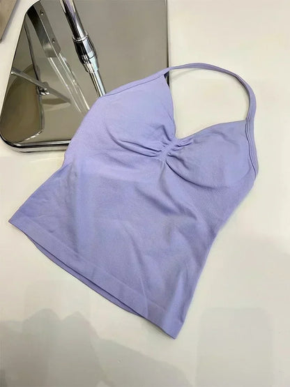 Seamless Lace-Up Bra and Shorts Yoga Set for Women
