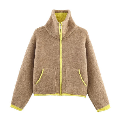 Casual Zipper Jacket Coat for Women in Polyester