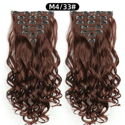 22 Inch Curly Wavy Clip In Hair Extensions Synthetic