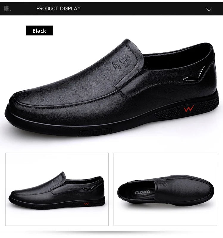 CLOHOO Men's Leather Casual Loafers for Office
