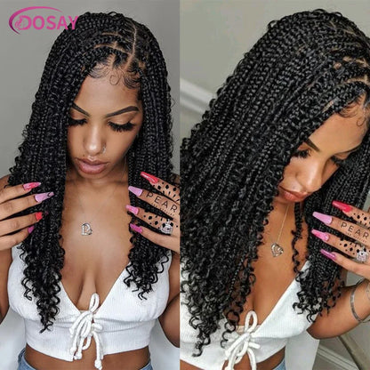 Short Bohemian Curly Braided Lace Front Wig 12 Inch